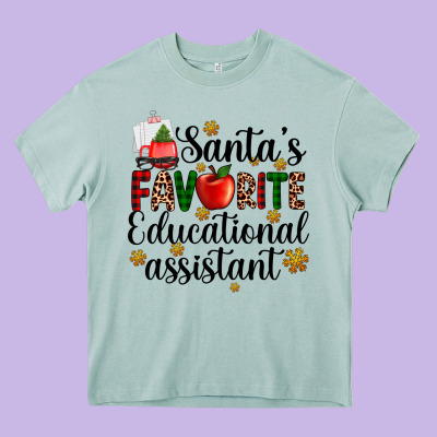Santa's Favorite Educational Assistant Heavy Core Tee Designed By Adodesignshop