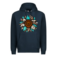 Navy sunflower cowhide Premium Hoodie - JahusDesignShop
