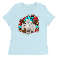 Baby Blue ribbon simmental leopard Ladies Tee - JahusDesignShop