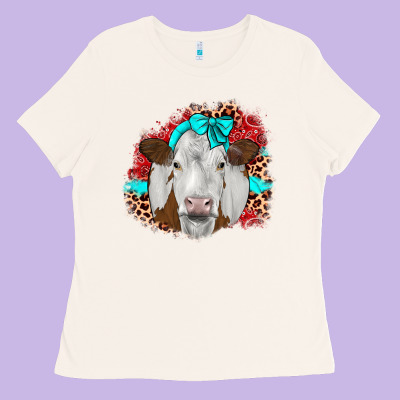 Ribbon Simmental Leopard Ladies Tee Designed By Jahusdesignshop
