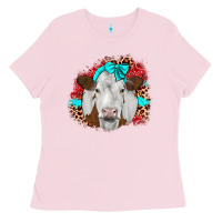 Bubblegum Pink ribbon simmental leopard Ladies Tee - JahusDesignShop
