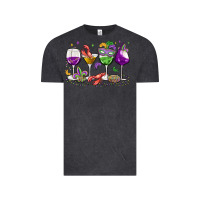 Vintage Black mardi gras wine glasses Vintage Tee - MaliasSmallBusiness