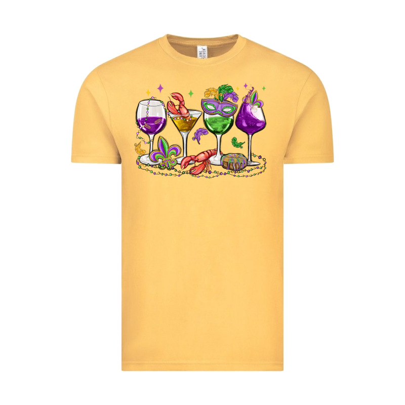Mardi Gras Wine Glasses Vintage Tee by MaliasSmallBusiness | Teevron