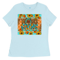 Baby Blue Thanksgiving Turkey Ladies Tee - Artiststas