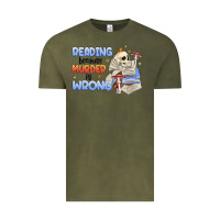 Vintage Olive reading because murder is wrong Vintage Tee - MaliasSmallBusiness