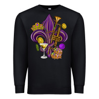 Black Fleur de lis Mardi Gras Premium Sweatshirt - HowdyJamesFarm