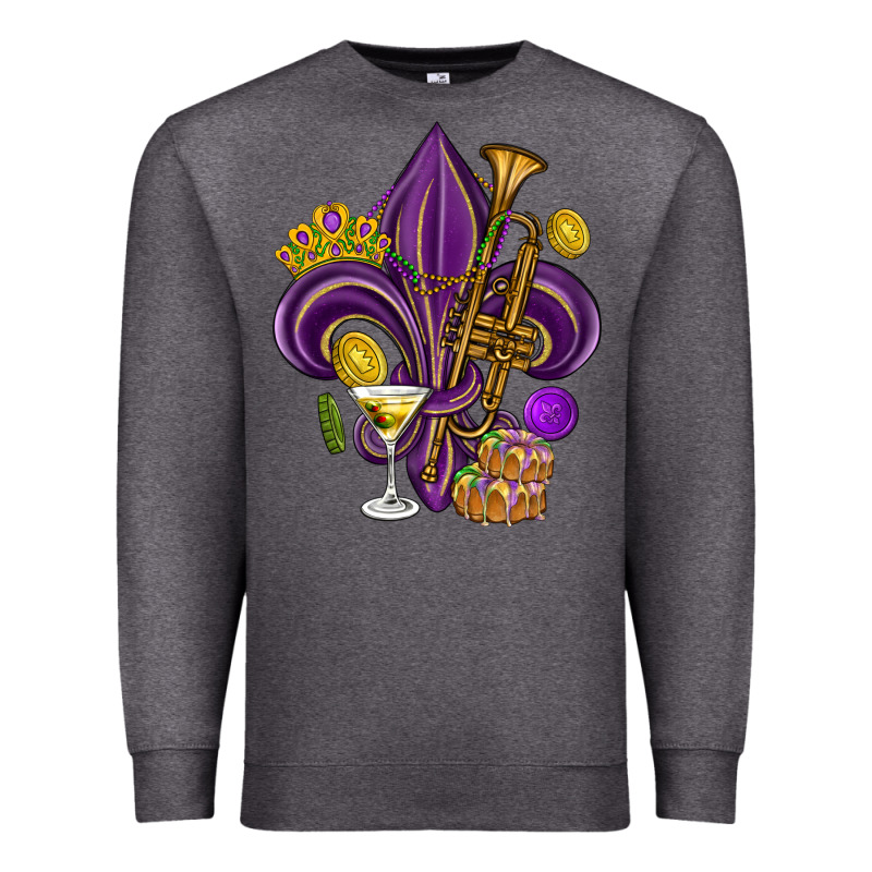Fleur De Lis Mardi Gras Premium Sweatshirt by HowdyJamesFarm | Teevron
