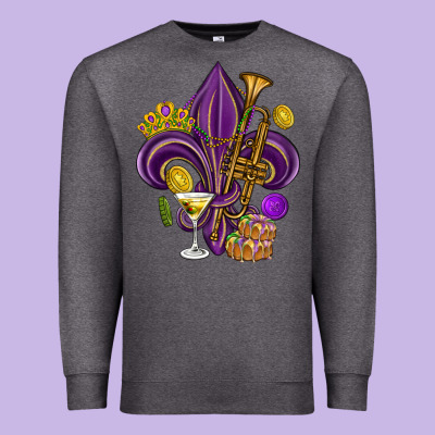 Fleur De Lis Mardi Gras Premium Sweatshirt Designed By Howdyjamesfarm