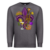 Charcoal Heather Fleur de lis Mardi Gras Premium Sweatshirt - HowdyJamesFarm