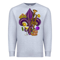 Heather Grey Fleur de lis Mardi Gras Premium Sweatshirt - HowdyJamesFarm