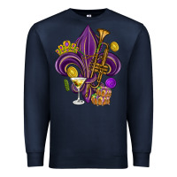 Navy Fleur de lis Mardi Gras Premium Sweatshirt - HowdyJamesFarm