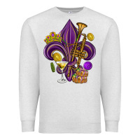 Oatmeal Heather Fleur de lis Mardi Gras Premium Sweatshirt - HowdyJamesFarm
