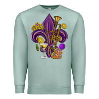 Seafoam Fleur de lis Mardi Gras Premium Sweatshirt - HowdyJamesFarm