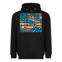 Black leopard glitter american flag Heavyweight Hoodie - CowGirlArtShop
