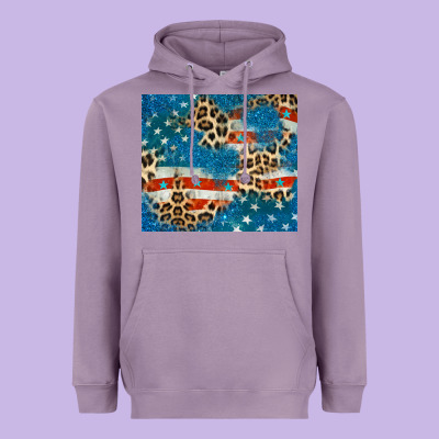Leopard Glitter American Flag Heavyweight Hoodie Designed By Cowgirlartshop