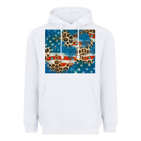 White leopard glitter american flag Heavyweight Hoodie - CowGirlArtShop