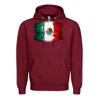 Burgundy Mexican flag Zipper Hoodie - NancyCooperArtShop