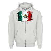 Dove Grey Mexican flag Zipper Hoodie - NancyCooperArtShop