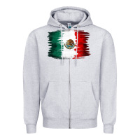 Heather Grey Mexican flag Zipper Hoodie - NancyCooperArtShop