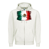Oatmeal Heather Mexican flag Zipper Hoodie - NancyCooperArtShop