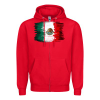 Red Mexican flag Zipper Hoodie - NancyCooperArtShop