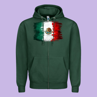 Mexican Flag Zipper Hoodie Designed By Nancycooperartshop