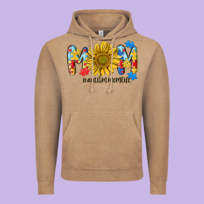 Autism Mom Life Sunflower Vintage Hoodie Designed By Maliassmallbusiness