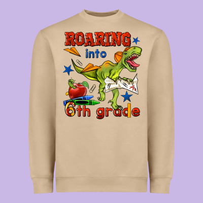 Roaring Into 6th Grade Heavyweight Sweatshirt Designed By Bundleandbundleshop