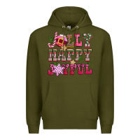 Army Green jolly happy joyful pink christmas Premium Hoodie - CowGirlArtShop