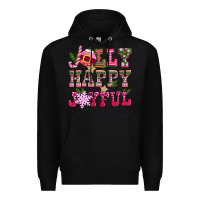 Black jolly happy joyful pink christmas Premium Hoodie - CowGirlArtShop