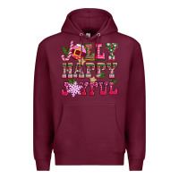 Burgundy jolly happy joyful pink christmas Premium Hoodie - CowGirlArtShop