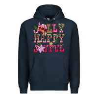 Navy jolly happy joyful pink christmas Premium Hoodie - CowGirlArtShop