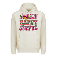 Oatmeal Heather jolly happy joyful pink christmas Premium Hoodie - CowGirlArtShop