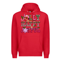 Red jolly happy joyful pink christmas Premium Hoodie - CowGirlArtShop