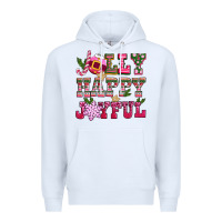 White jolly happy joyful pink christmas Premium Hoodie - CowGirlArtShop