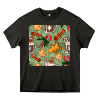 Asphalt christmas hot chocolate and cookies seamless pattern Heavy Core Tee - BundleAndBundleShop