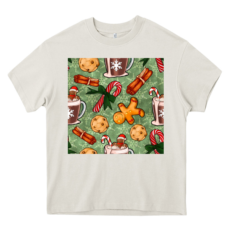 Christmas Hot Chocolate And Cookies Seamless Pattern Heavy Core Tee by BundleAndBundleShop | Teevron