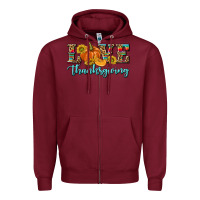 Burgundy Love Thanksgiving Zipper Hoodie - texasbilliewilder