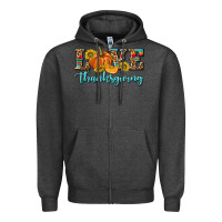 Charcoal Heather Love Thanksgiving Zipper Hoodie - texasbilliewilder