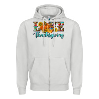 Dove Grey Love Thanksgiving Zipper Hoodie - texasbilliewilder