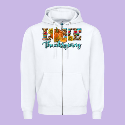 Love Thanksgiving Zipper Hoodie Designed By Texasbilliewilder