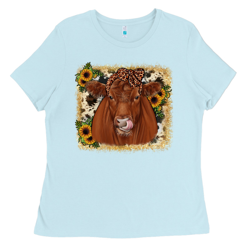 Red Angus Cowhide Sunflower Ladies Tee by JahusDesignShop | Teevron