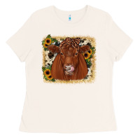 Bone red angus cowhide sunflower Ladies Tee - JahusDesignShop
