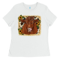 White red angus cowhide sunflower Ladies Tee - JahusDesignShop