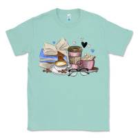Seafoam coffee and books Classic Tee - MaliasSmallBusiness