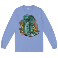 Colony Blue Turquoise Cowboy Boots Long Sleeve Tee - JahusDesignShop