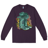 Plum Turquoise Cowboy Boots Long Sleeve Tee - JahusDesignShop
