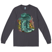Smoke Turquoise Cowboy Boots Long Sleeve Tee - JahusDesignShop