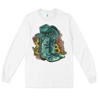 White Turquoise Cowboy Boots Long Sleeve Tee - JahusDesignShop