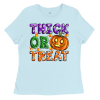 Baby Blue Thick Or Treat Ladies Tee - Artiststas